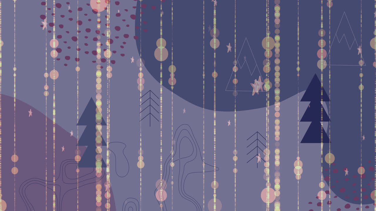 복사 공간과 함께 회색 배경에 크리스마스 트리 아이콘에 대한 빛의 흔적과 반점의 애니메이션