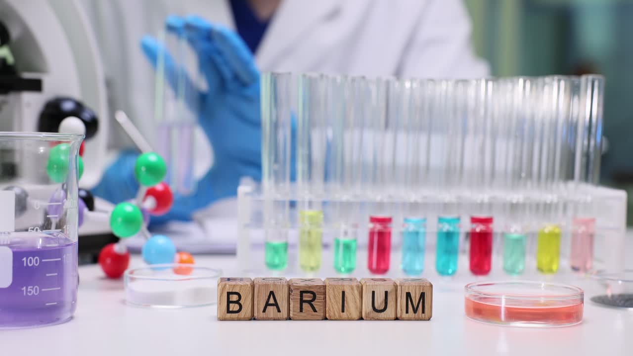 Barium chemical experiment in a laboratory setting