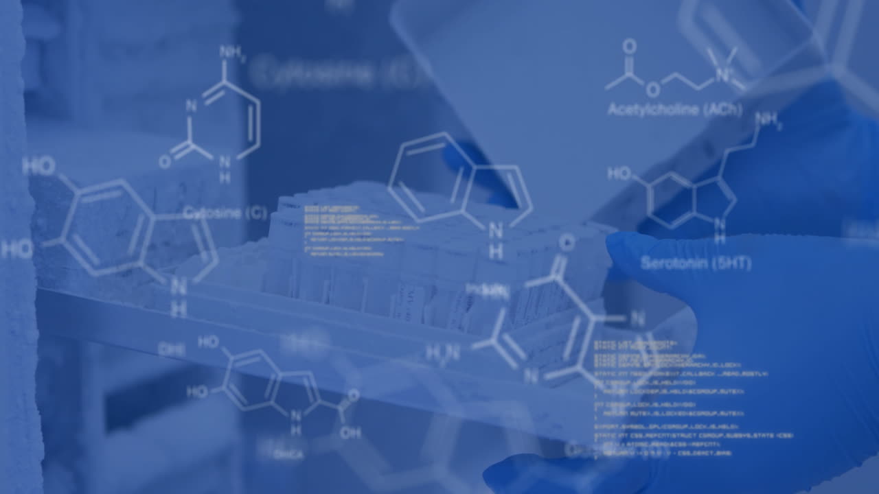 실험실에서 과학자에 대한 과학적 데이터 처리의 애니메이션