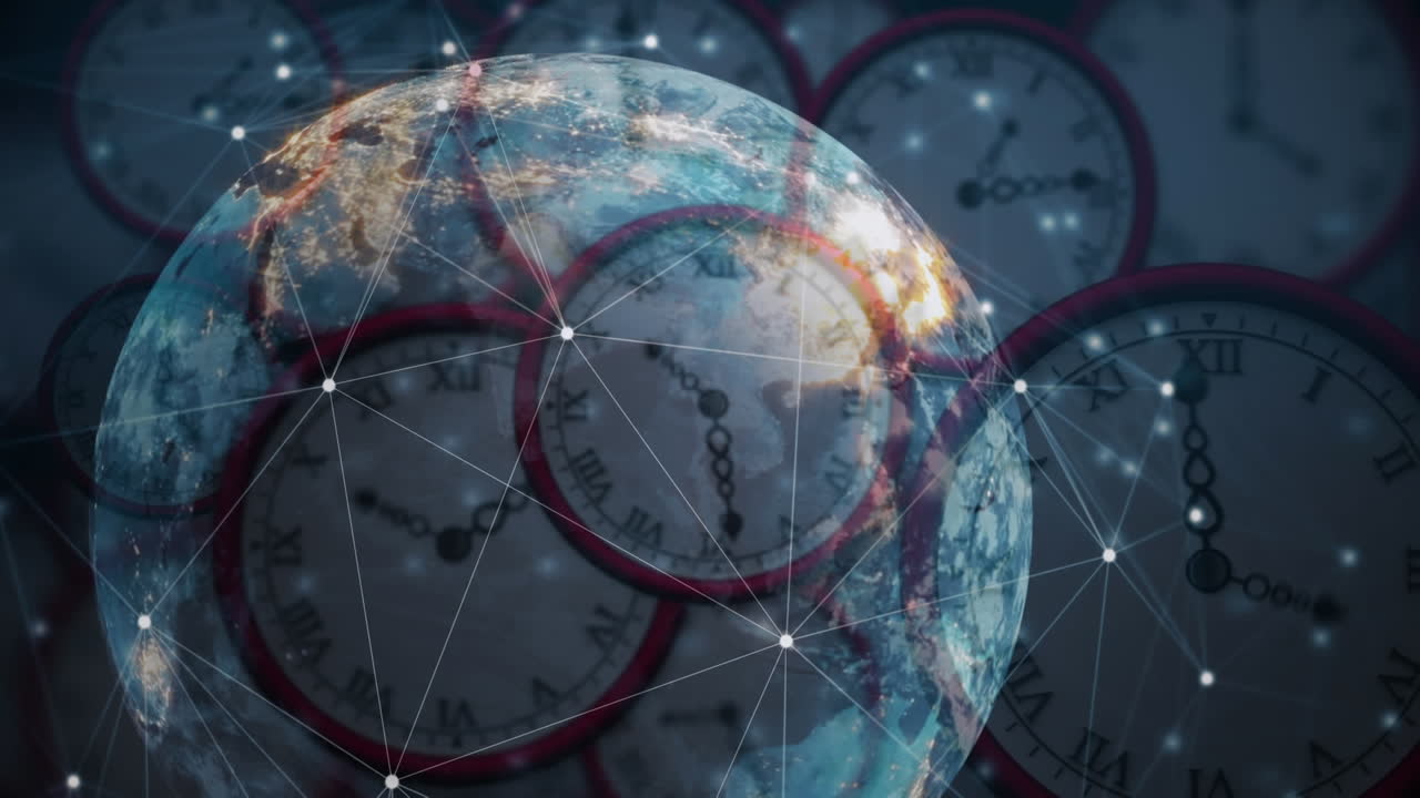 анимация сети соединений через часы