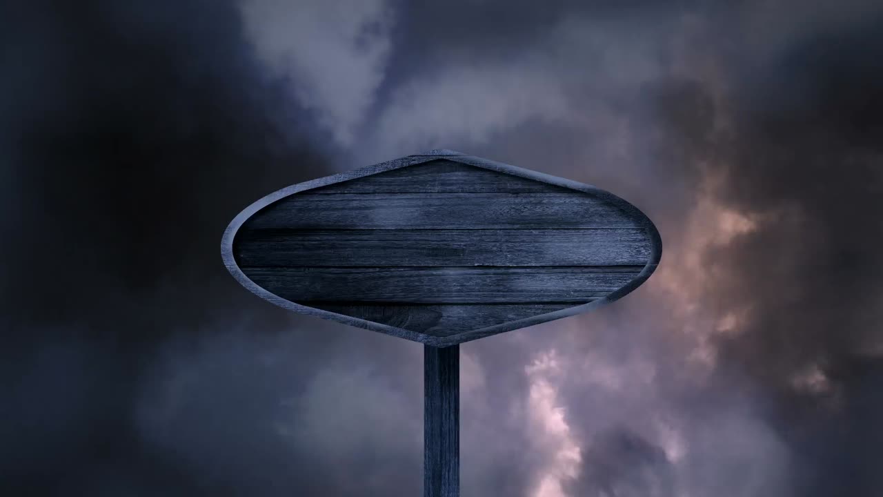 Animation of sign with copy space over storm