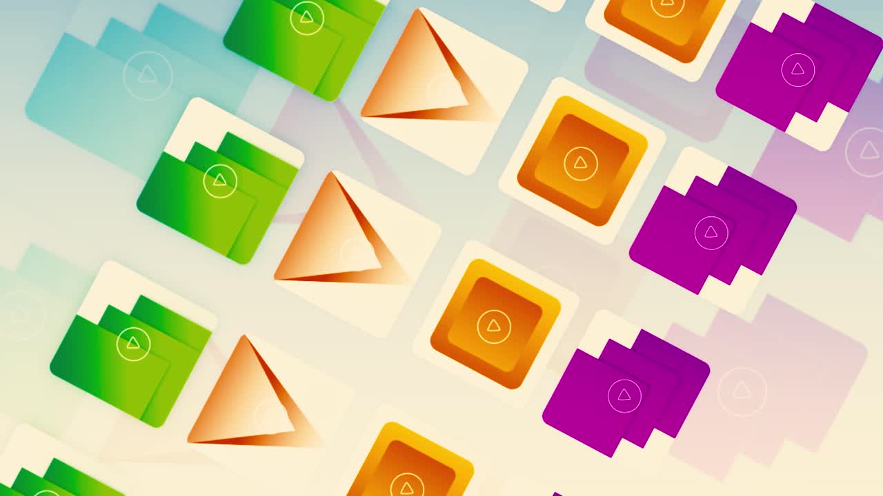 diseño geométrico abstracto con botones de reproducción