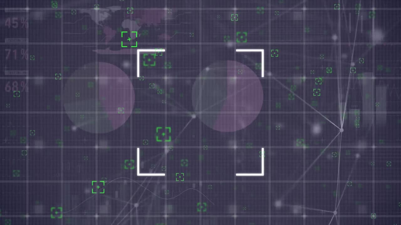 Animation of scope scanning, network of connections and data processing