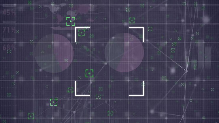 Animation of scope scanning, network of connections and data processing