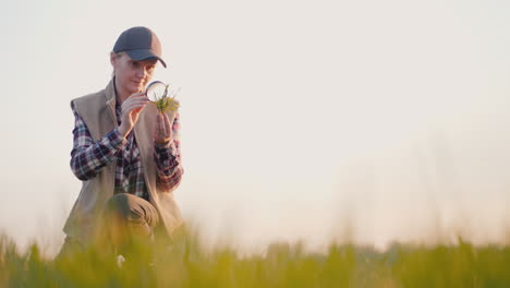 Un-Agricultor-Estudia-Los-Brotes-De-Trigo-En-El-Campo