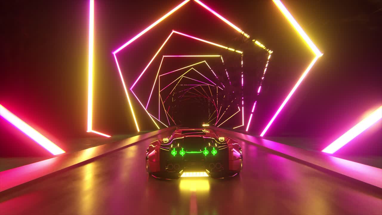 네온 미래의 자동차 터널