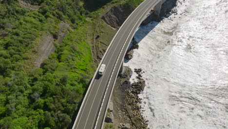 motorhome, campervan on famous sea cliff bridge, australia