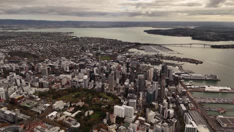 panoramic view of auckland city, high rise buildings, new zealand