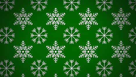 animation of big snowflakes over green background