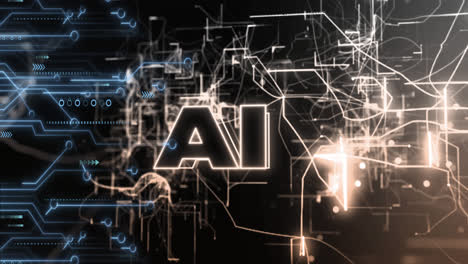 Animation of ai text over moving shapes