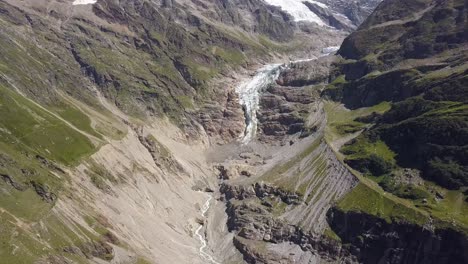 aerial view of a glacial valley in the turistic region of grindelwald in the swiss alps