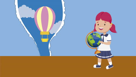 animación de personajes de chicas estudiantes