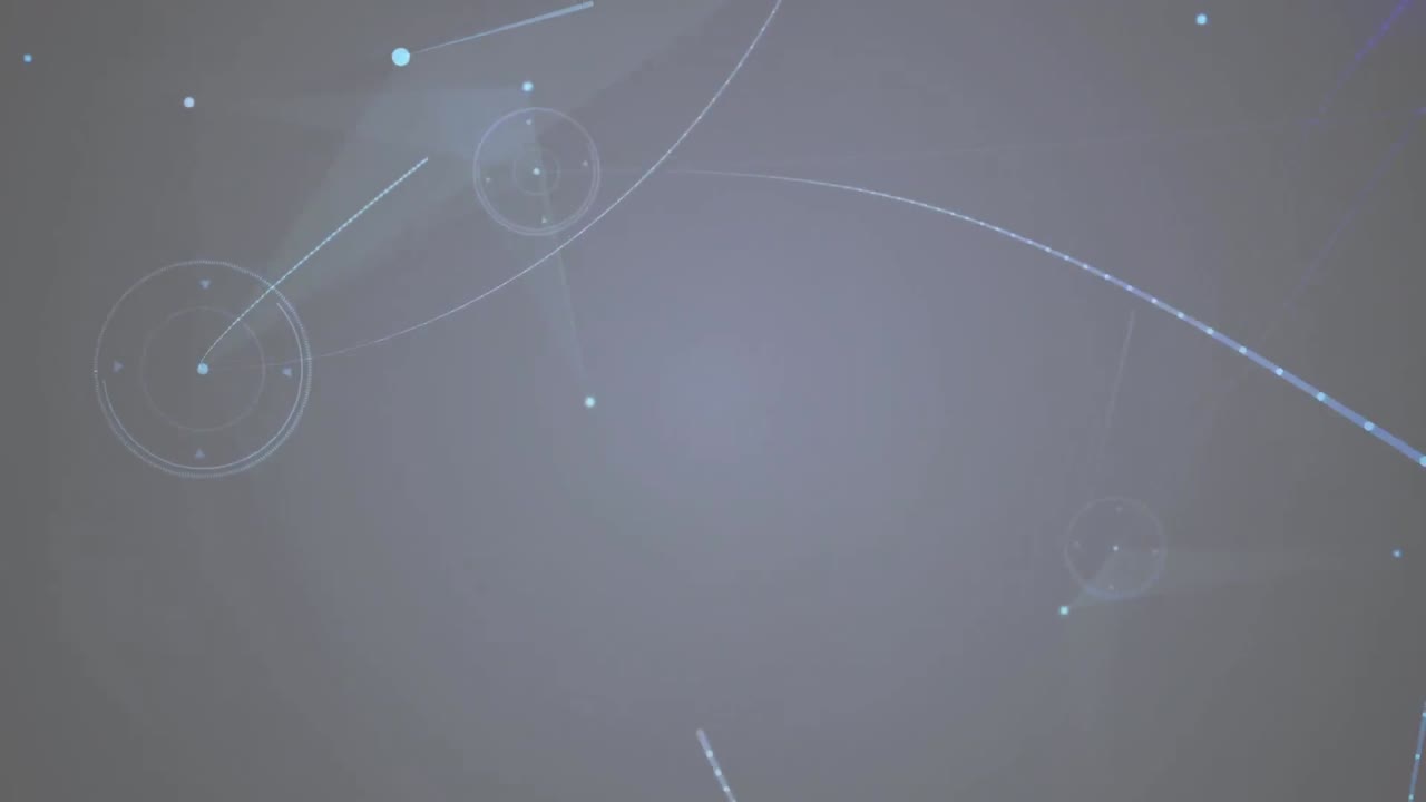 Digital animation of plexus networks and spots of light against grey background