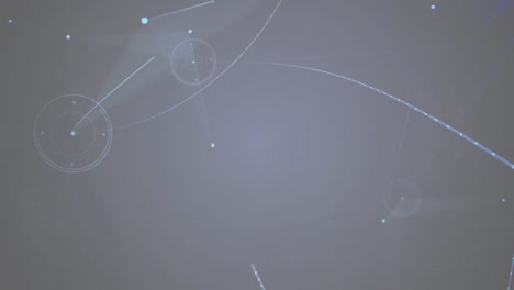 animación digital de redes de plexo y puntos de luz contra un fondo gris