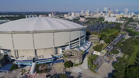 4k aerial drone video of tropicana field in downtown st