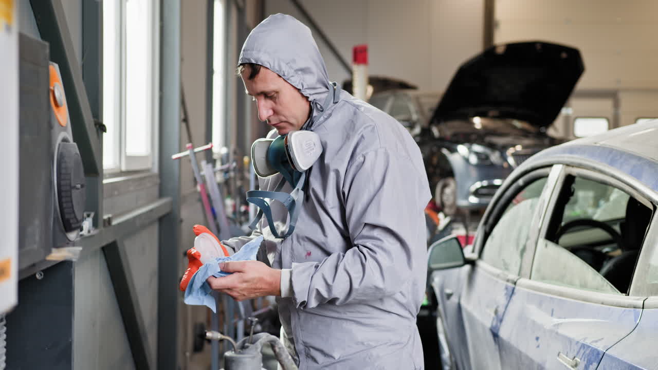 Auto Body Repair Technician in Protective Gear