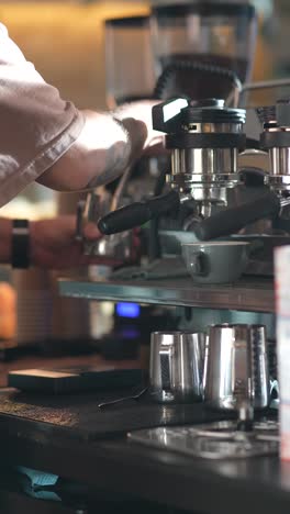 barista making espresso