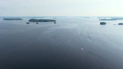 aerial view of boats on the rauvitsanselka of lake saimaa, summer in finland