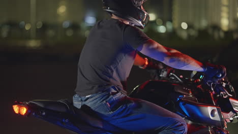 motorcyclist at night