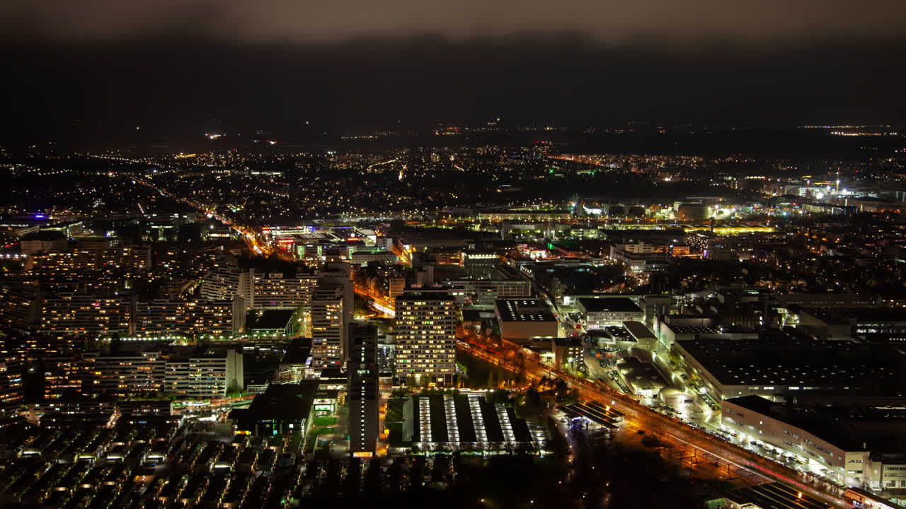 Munich Aerial Night Timelapse Skyline
