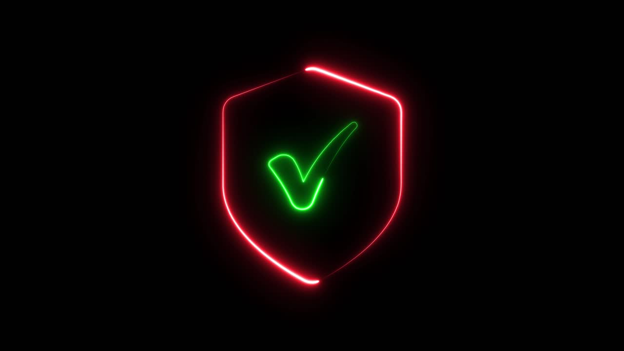 Neon Shield with Check Mark