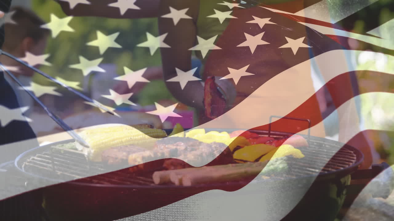 пикник-гриль с американским флагом