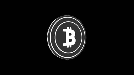 bitcoin btc criptomoneda moneda plana aislada en fondo de pantalla negra y verde con bucle. concepto abstracto de bucle de metal plano giratorio. animación sin costuras de bucle 3d.