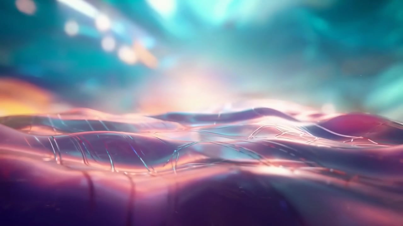 Abstract Liquid Waves with Glowing Light Particles