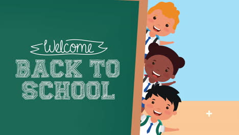 back to school season with kids and chalkboard