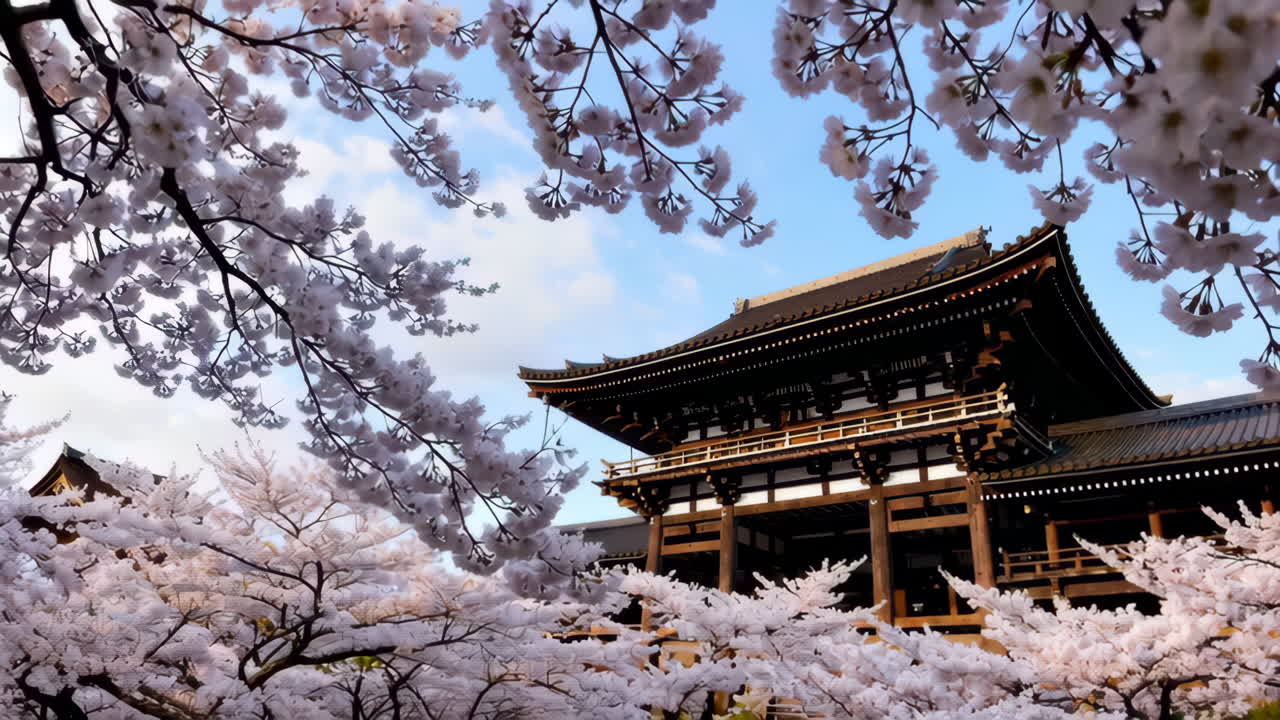 Cherry Blossoms at a Japanese Temple