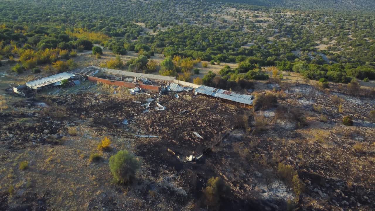 &Alpha;erial of livestock enclosure that was destroyed by wildfires in northern Greece, August 2023