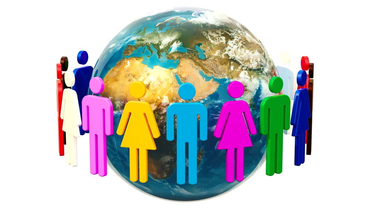 지구를 둘러싼 사람들 (globe animation) 3d 렌더링