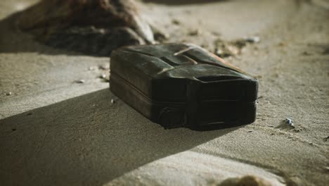 old rusty fuel canister in the desert