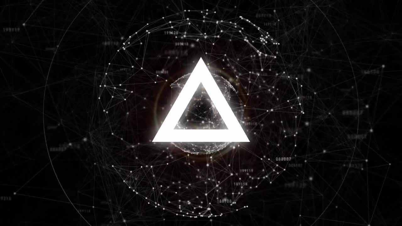 animación del triángulo blanco sobre la red de conexiones