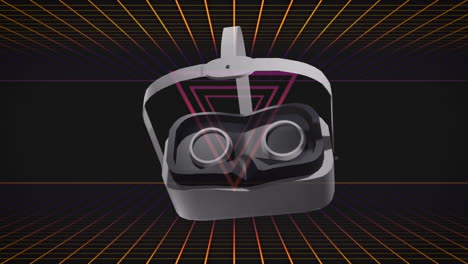 animación del auricular vr sobre triángulos y procesamiento de datos de la cuadrícula