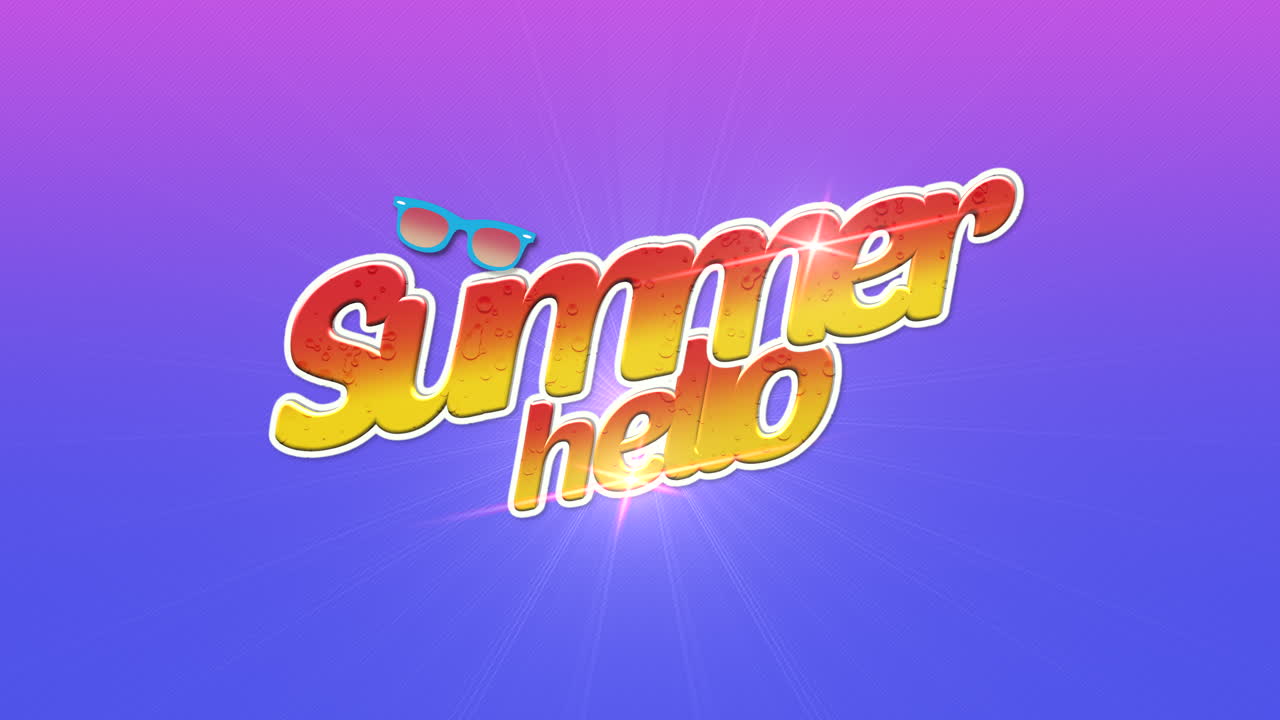 보라색 하늘에 선글라스와 함께 안녕하세요 여름