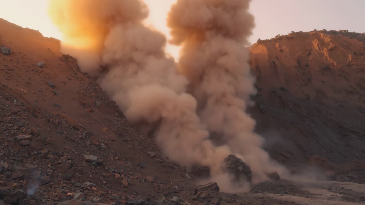 Landslide on a rocky slope