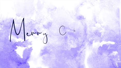 merry christmas with purple watercolor brush on white background