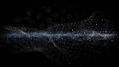 futuristic animation with wave object and glitter particles in slow motion, 4096x2304 loop 4k