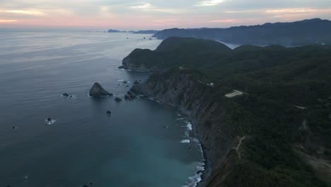 Beautiful-Drone-Landscape-of-Mexican-Peninsular-Coastline-Beach,-Sea-of-Jalisco,-Barra-de-Navidad