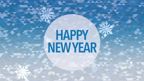 Feliz-Año-Nuevo-Con-Copos-De-Nieve-De-Otoño-En-Gradiente-De-Triángulos-Azules