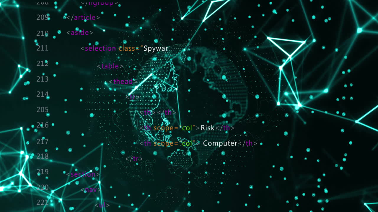 반이는 기하학적 모양과 회전하는 지구에 대한 코딩 애니메이션