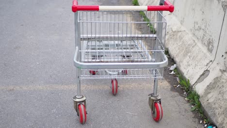 abandoned shopping cart on the sidewalk