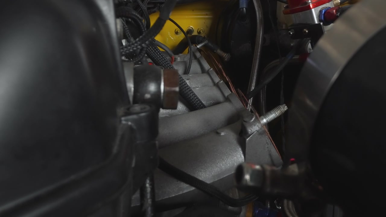 Close-up View of a Detailed Car Engine Bay