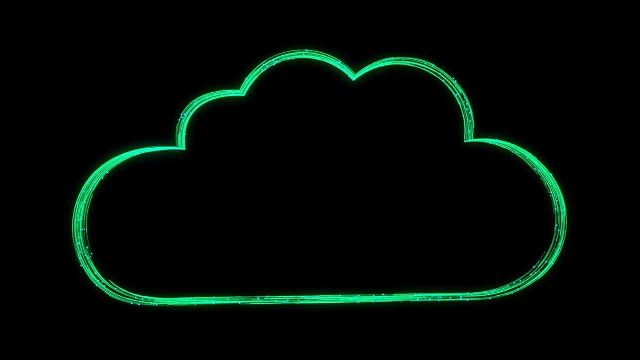 Cloud animated icon appearing with lines on black digital data of futuristic and technology using