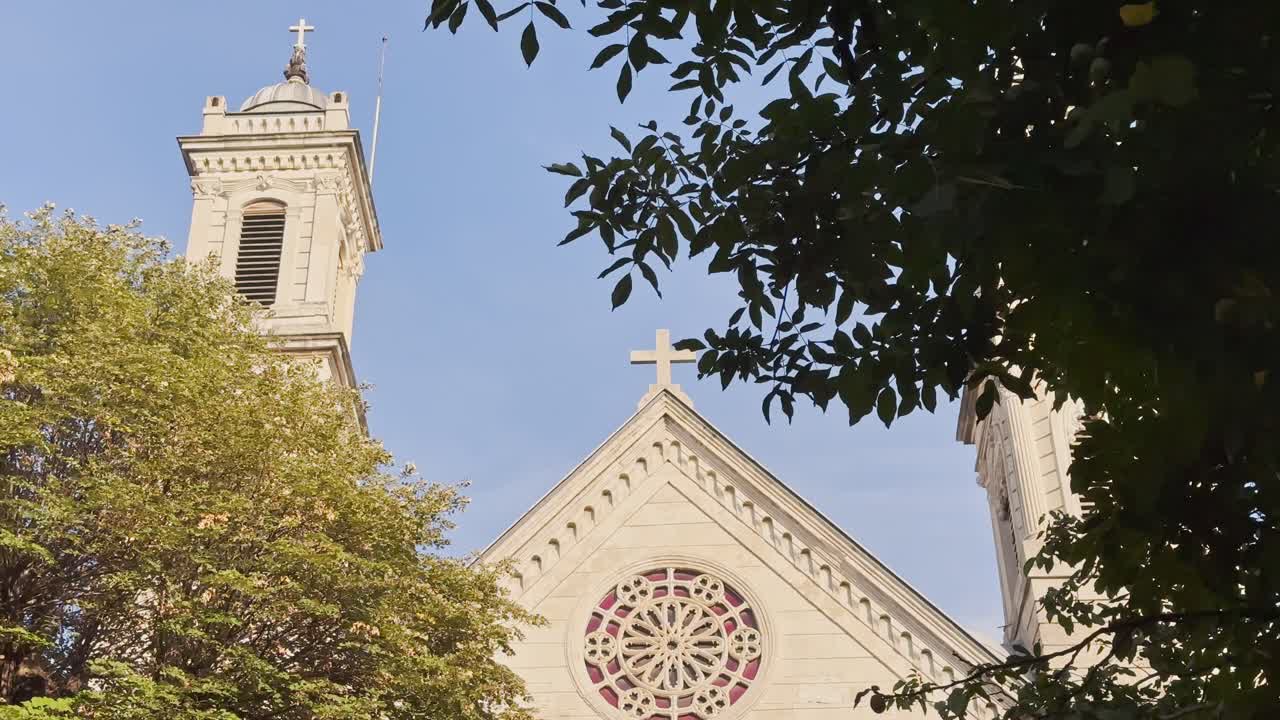 prayer, candle, cross in historical church