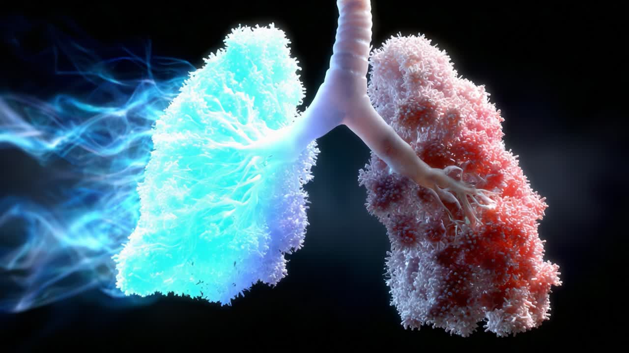 A Stunning Visualization of Lungs Representing Breathing Dynamics with Vibrant Color Effects, Showcasing the Vital Respiratory System in Action