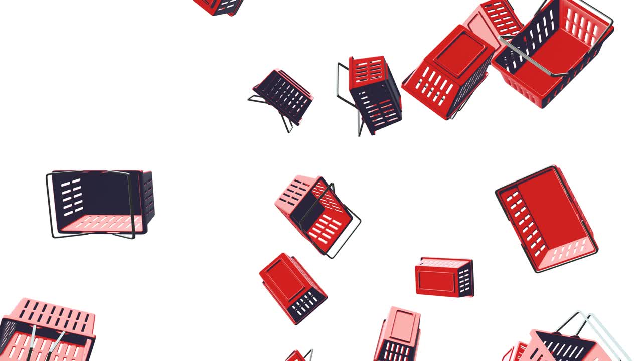 cestas de plástico rojas sobre un fondo blanco.