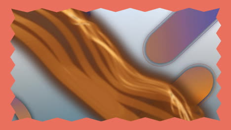 animación de formas abstractas que se mueven en un marco naranja sobre un fondo blanco