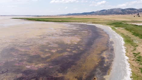 Gallocanta-Lake,-Aragon,-Spain---Aerial-Drone-View-of-the-Endorheic-Salt-Water-Lake